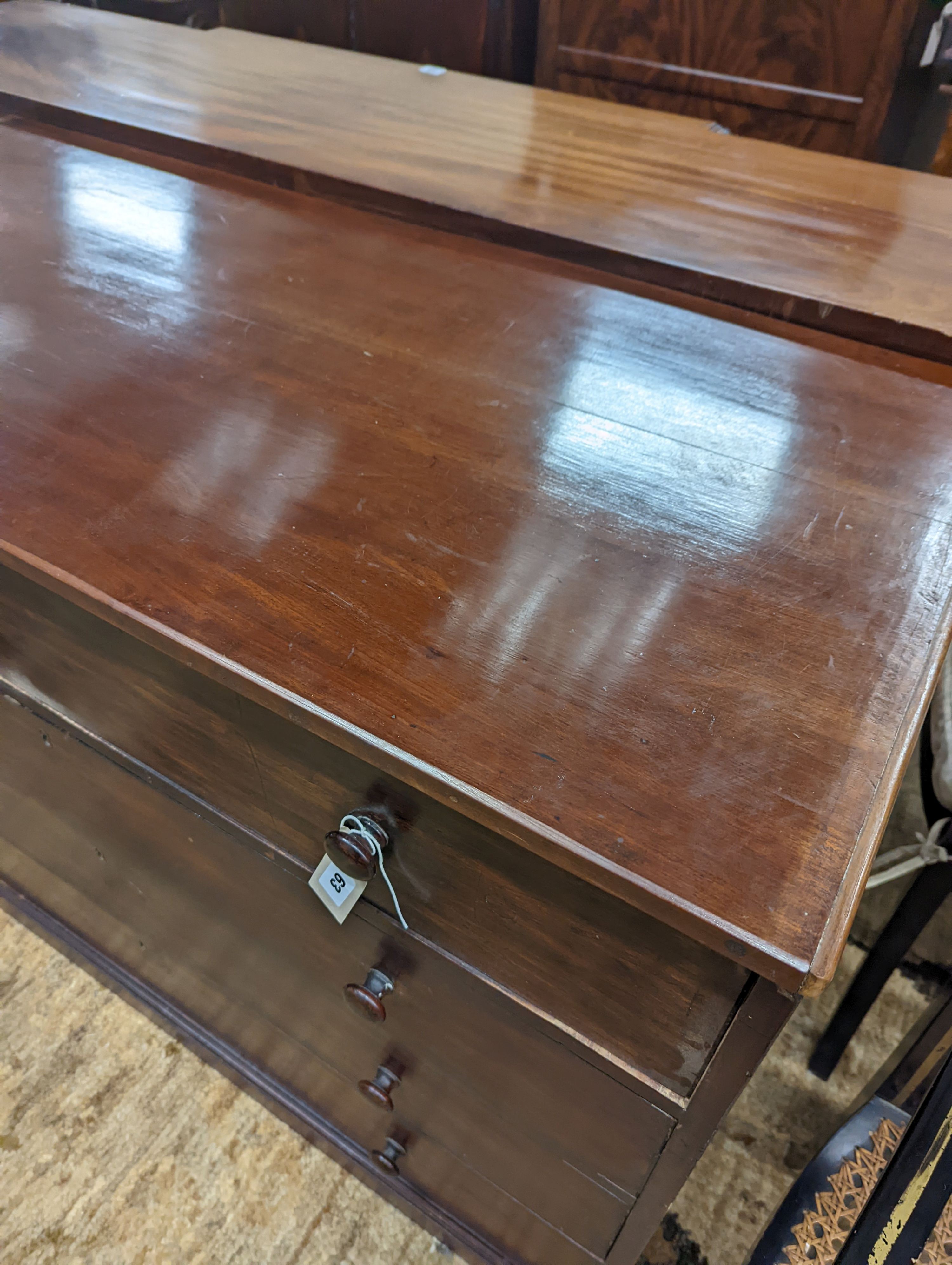A Victorian and later four drawer chest, width 118cm, depth 55cm, height 86cm